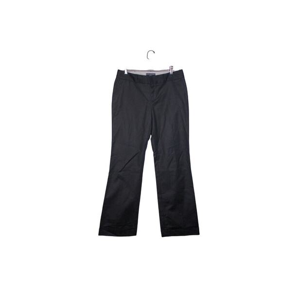 Banana Republic Martin Fit Trouser Pants Black Wide Leg Cuffed Size 8R - Picture 1 of 2